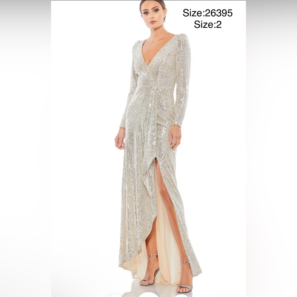Sequin wrap evening gown